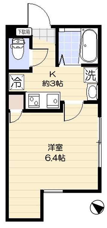 CRYSTAL SKY 板橋(1K/1階)の間取り写真