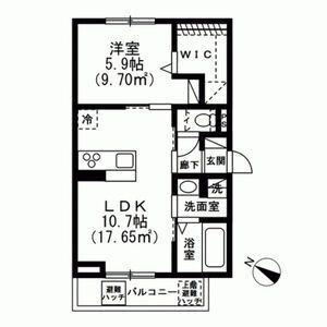 BELSIA(1LDK/1階)の間取り写真