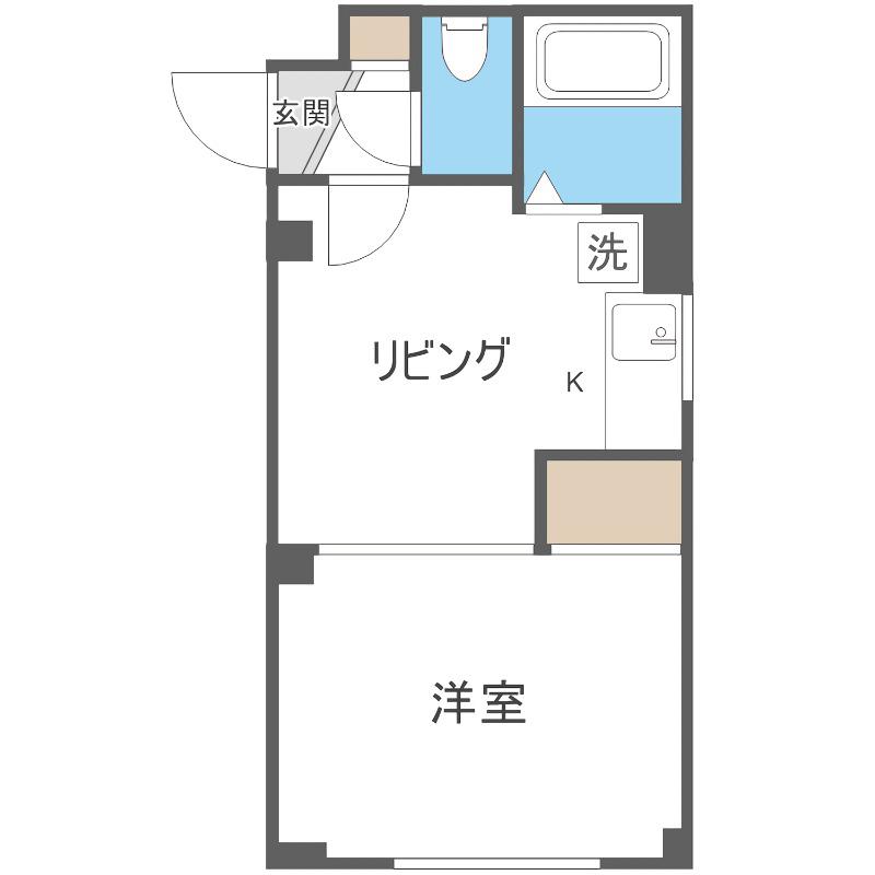 シルバーパールSTR(1DK/1階)の間取り写真
