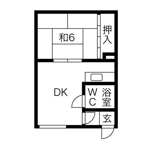第一ファミール(1DK/2階)の間取り写真