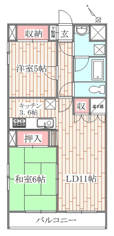 メイプルナイン(2LDK/3階)の間取り写真