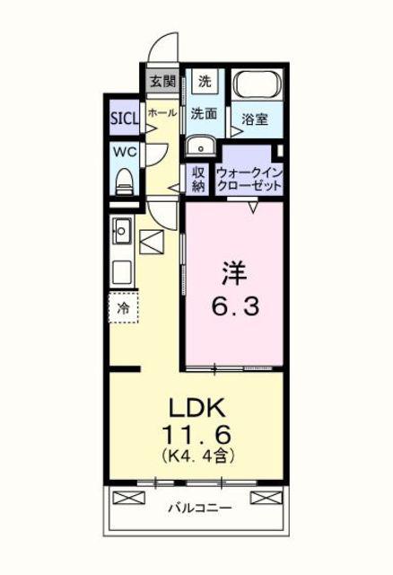 キー ウエスト(1LDK/1階)の間取り写真