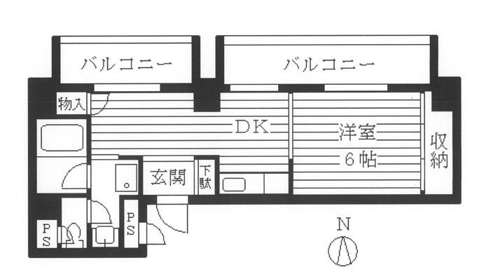 グランドール江戸堀(2LDK/6階)の間取り写真
