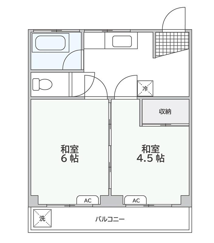 草村ハイツ(2K/3階)の間取り写真