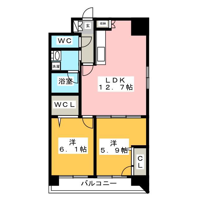 ATLAS ALFANO箱崎(2LDK/4階)の間取り写真