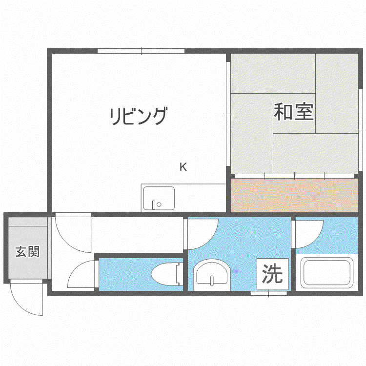 エルドラード西町A(1DK/1階)の間取り写真