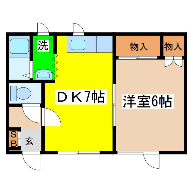 パークサイドハイツ(1DK/1階)の間取り写真