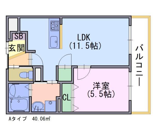 クラルテ桂川(1LDK/1階)の間取り写真