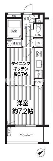 ISIIビル イシイビル(1DK/7階)の間取り写真