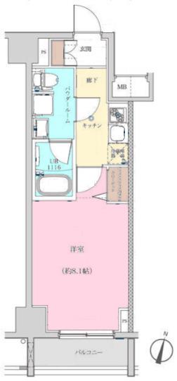 スクエアシティ東京保谷(1K/11階)の間取り写真