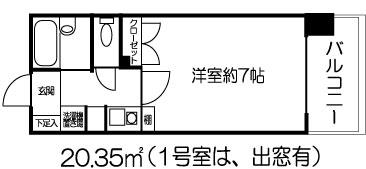 ドミール北新宿(1K/4階)の間取り写真
