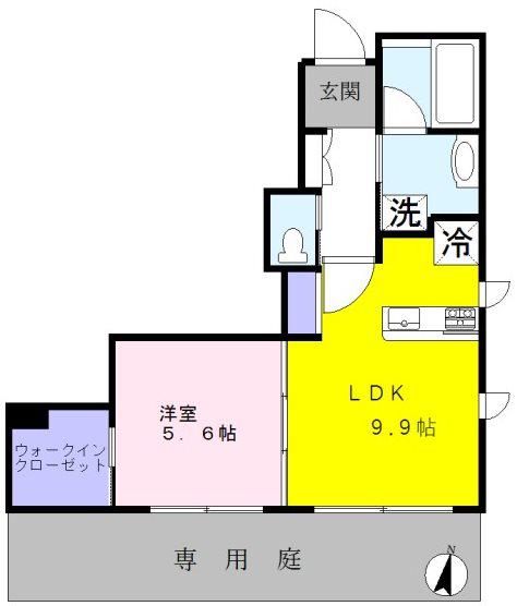 MIRACOLO F(1LDK/1階)の間取り写真