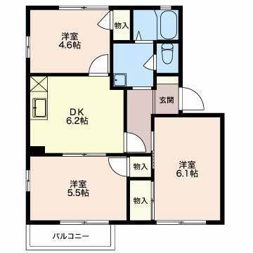 フレグランス三園A(3DK/2階)の間取り写真