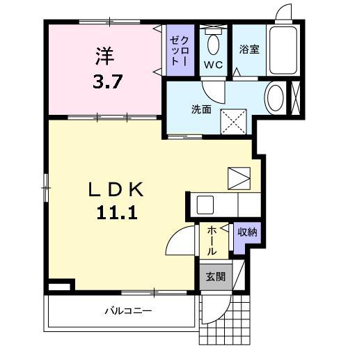 エレガンツァ青葉台(1LDK/1階)の間取り写真