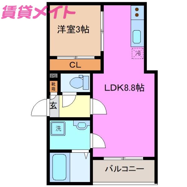 REGALEST白須賀(1LDK/1階)の間取り写真