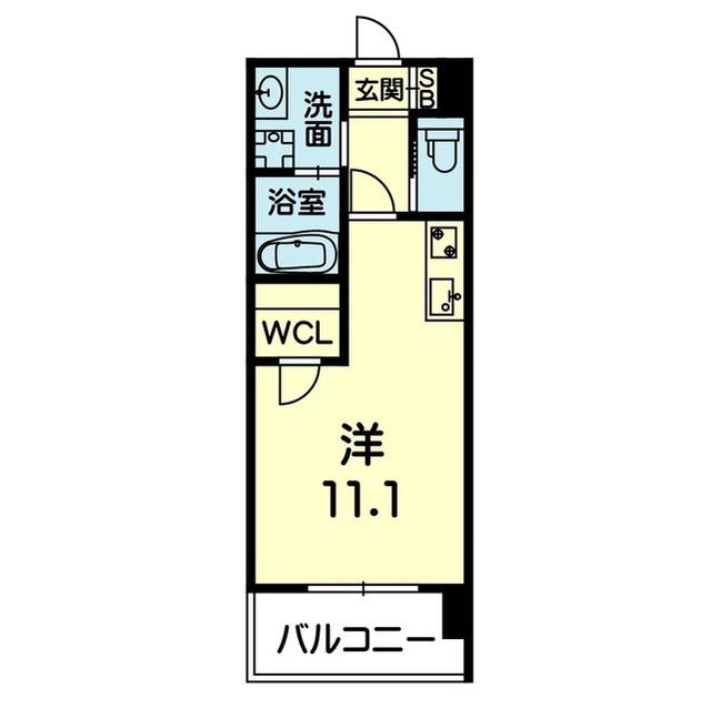 ライズ湖東(ワンルーム/6階)の間取り写真