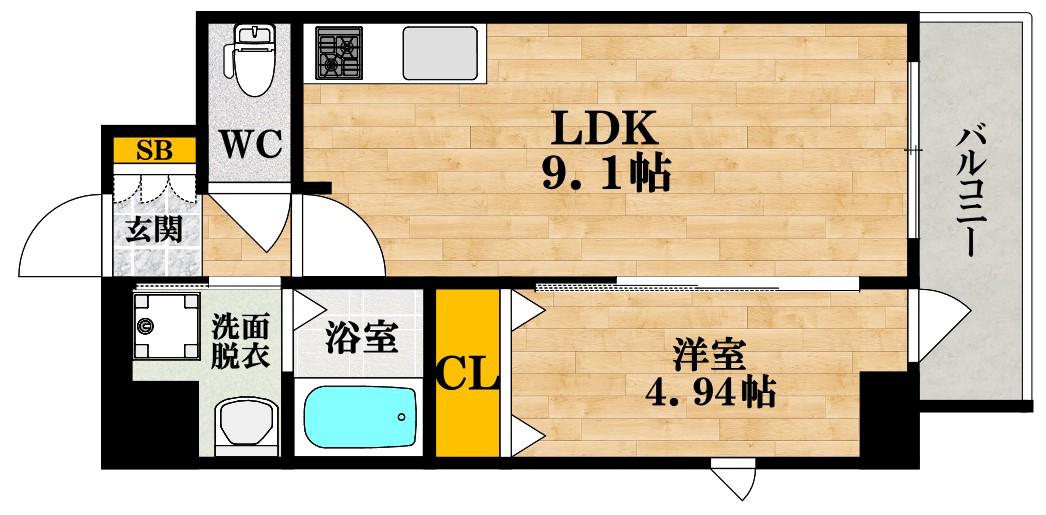 ふぁみゆ住吉大社(1LDK/14階)の間取り写真