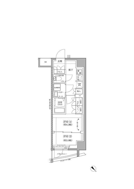 RELUXIA国分寺(2K/1階)の間取り写真