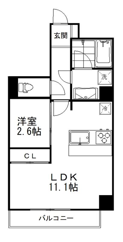 DELCCS菊川(1LDK/6階)の間取り写真