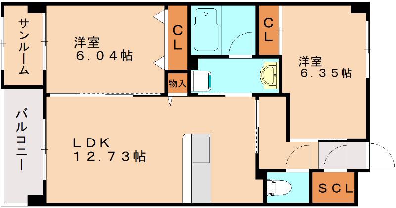 NEOGLOIRE(2LDK/3階)の間取り写真