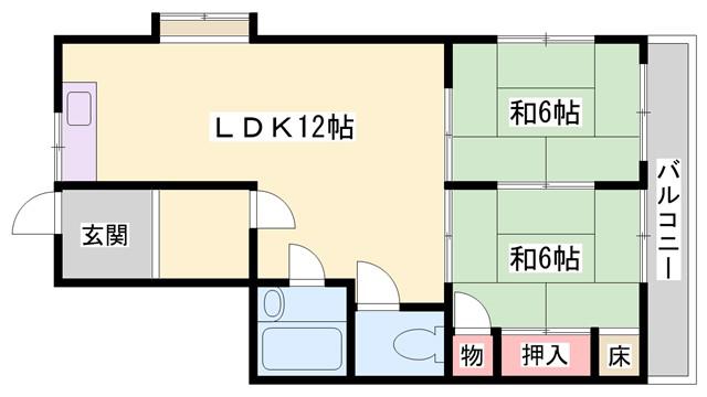 日経マンション(2LDK/3階)の間取り写真