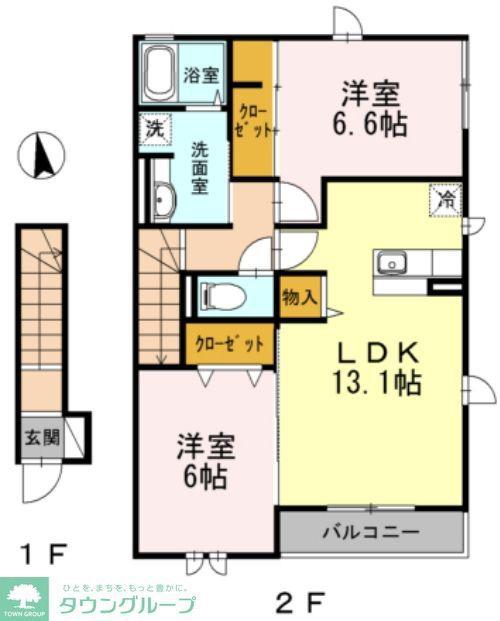 ラッキーベル(2LDK/2階)の間取り写真