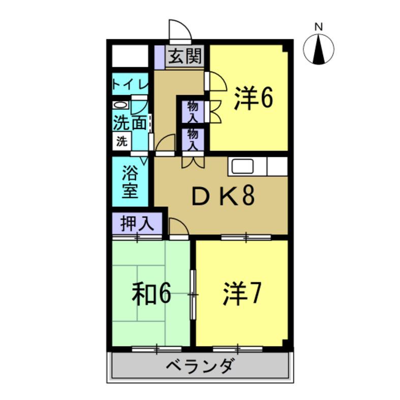 ソシア巽が丘(3DK/3階)の間取り写真