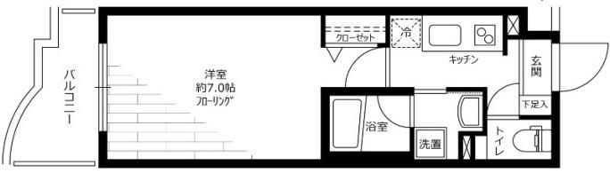 グリフィン新横浜・六番館(1K/9階)の間取り写真