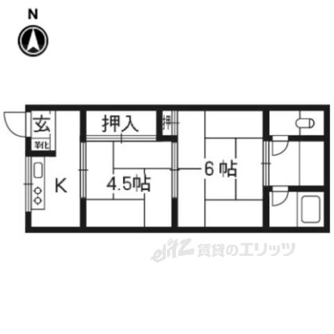 南郷マンション東棟(2K/2階)の間取り写真