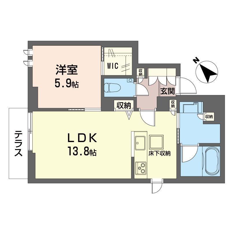 アミコート東山(1LDK/1階)の間取り写真