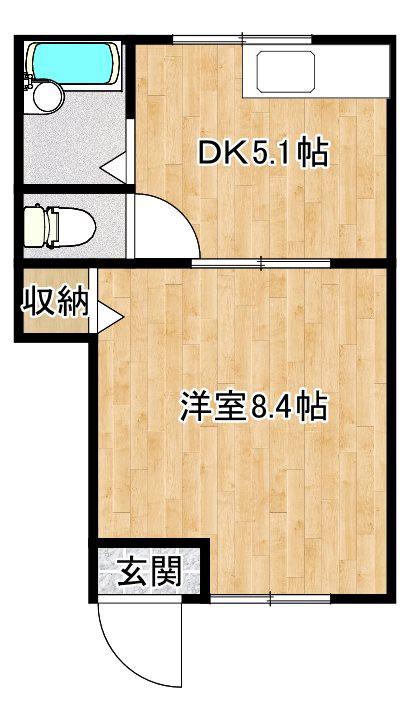 シルバー鷹(1DK/1階)の間取り写真