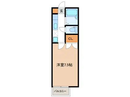 ローズガーデン泉崎(1K/1階)の間取り写真