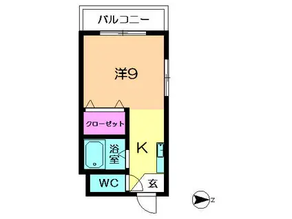アーバンスクエア(1K/1階)の間取り写真