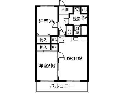 ファミーユ台(2LDK/2階)の間取り写真