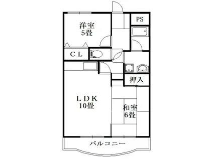 カサ・ラピュータ(2LDK/5階)の間取り写真