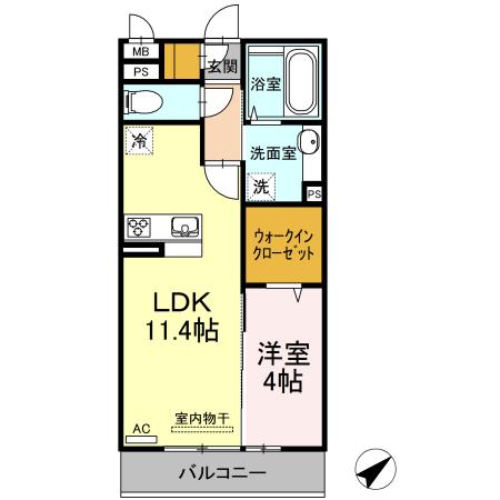 メゾン・ド・シミズ(1LDK/2階)の間取り写真
