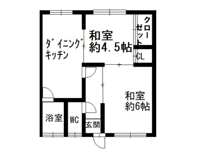 石川県七尾市矢田新町ロ12番1 月岩マンション(2DK/1階)の間取り写真