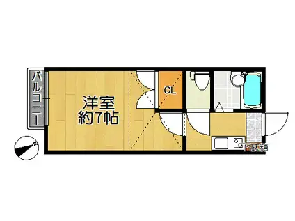 初期費用3万円以下で入居可能セゾンSMILE(1K/2階)の間取り写真