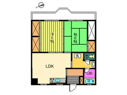 朋栄ハイツ2号館(2LDK/2階)の間取り写真