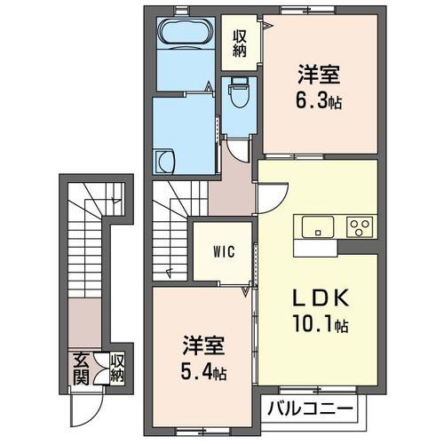 シエンフルール II(2LDK/2階)の間取り写真