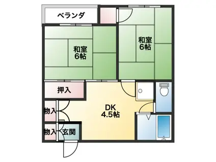 アゼリア・ツインズB(2DK/2階)の間取り写真