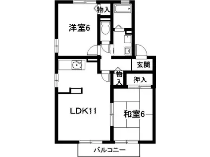 セジュールN・H B棟(2LDK/1階)の間取り写真