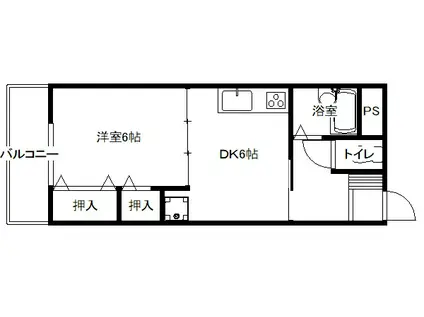 セシール幸和(1DK/2階)の間取り写真