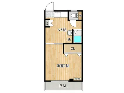 宮崎コーポ(1K/2階)の間取り写真