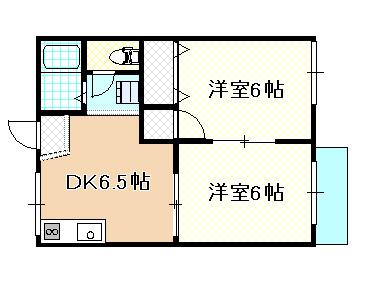 エスポワール(2DK/2階)の間取り写真