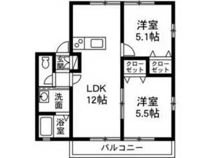 レトア太田ハイツ(2LDK/2階)の間取り写真