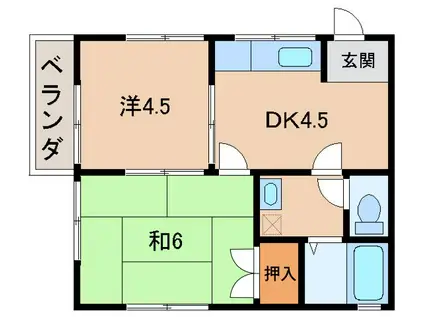 ハイツカワバタ(2DK/1階)の間取り写真