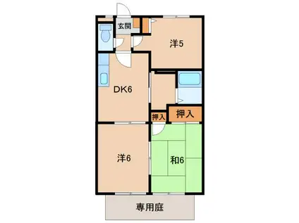 ロイヤルハイツ三石(3DK/1階)の間取り写真
