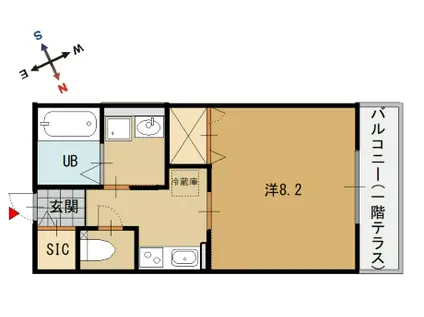 SKYII(1K/2階)の間取り写真