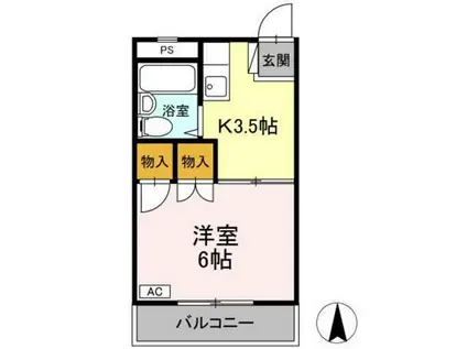 コートハウス坪井(1K/1階)の間取り写真